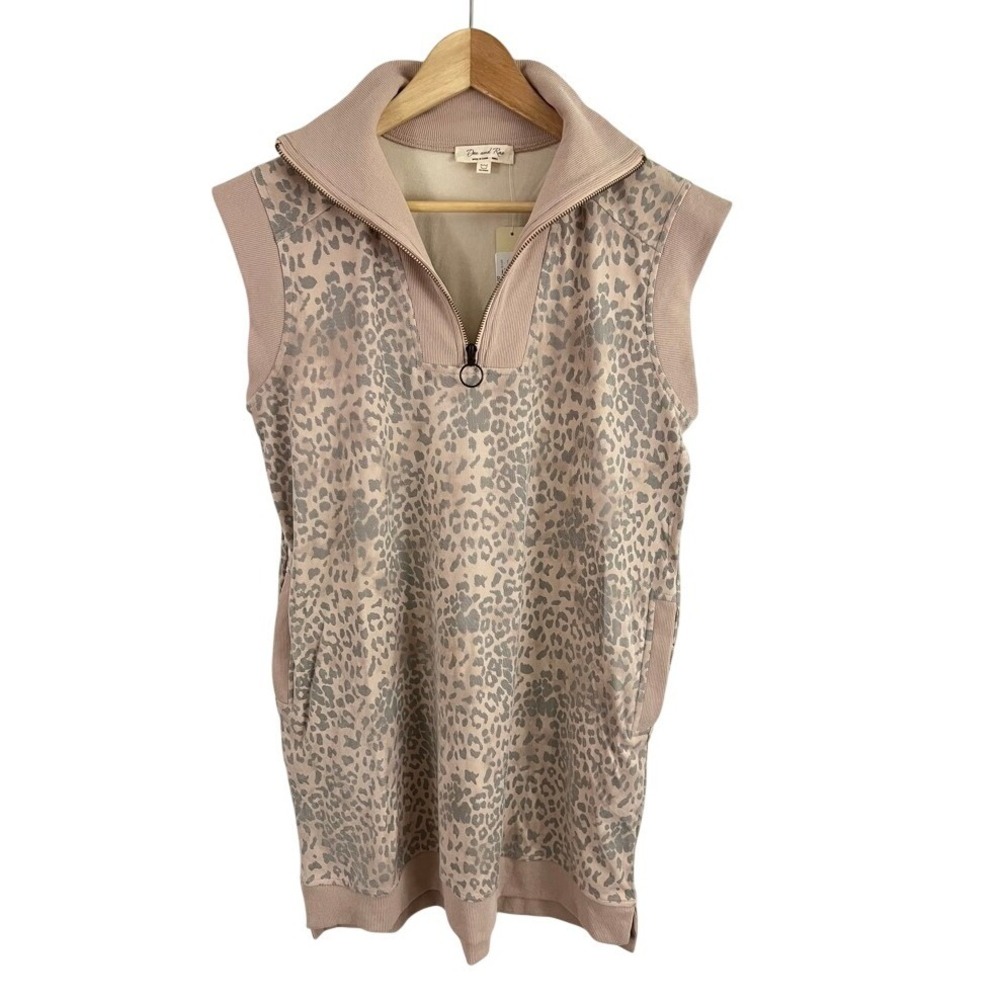 Doe and Rae Dress Size Small Leo Leopard Print Quarter‎ Zip Sleeveless